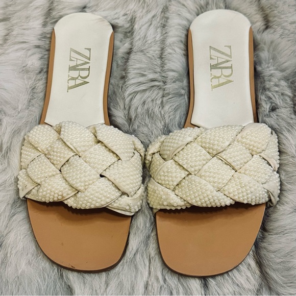 Zara Cream Woven Sandals - Picture 2 of 8